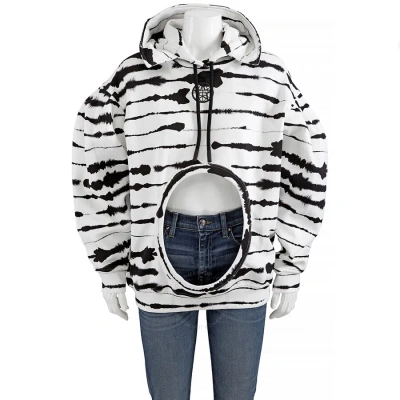 Burberry Ladies Monochrome Cut-out Detail Watercolour Print Cotton Hoodie