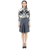 BURBERRY BURBERRY LADIES MONOCHROME DEER PRINT SILK CHIFFON PUSSY-BOW BLOUSE