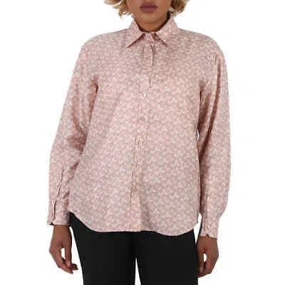 Pre-owned Burberry Ladies Monogram Print Silk Shirt In Multicolor