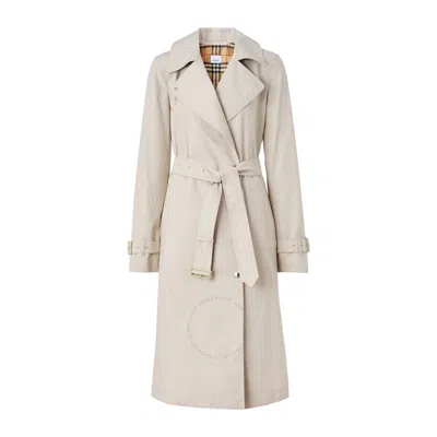 Burberry Ladies Newick Soft Taupe Cotton Belted Trench Coat In Brown