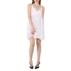 BURBERRY BURBERRY LADIES OPTIC WHITE FISHNET AND LACE PLEATED DRESS WITH SILK SLIP
