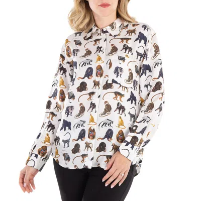 Burberry Ladies Optic White Juliette Animal Print Shirt