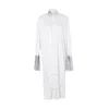 Burberry Ladies Optic White Mirrored Cotton Trim Silk Jersey Oversized Shirt Dress In White