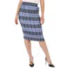 Burberry Ladies Pale Blue Check Plisse Pleated Check Pencil Skirt In Pale Blue Check