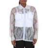 Burberry Ladies Pale Blue Long-sleeve Lace Shirt In Blue
