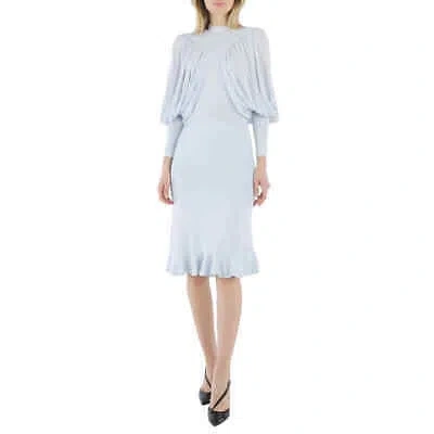 Pre-owned Burberry Ladies Pale Blue Puff-sleeve Jersey Dress