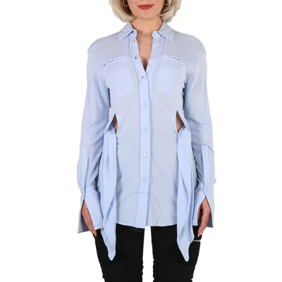 Burberry Ladies Pale Blue Sash Detail Jersey Oversized Shirt