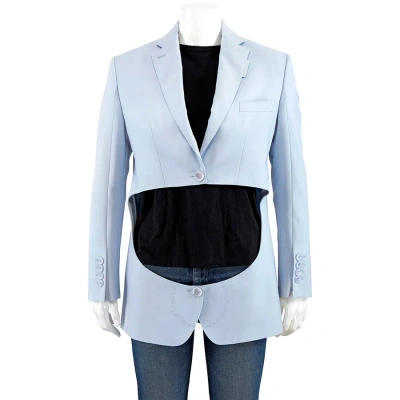 Burberry Ladies Pale Blue Wool Step-through Blazer