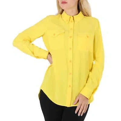 Pre-owned Burberry Ladies Pale Tulip Yellow Long-sleeve Button-down Classic Shirt, Brand