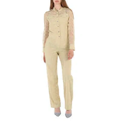 Pre-owned Burberry Ladies Pale Yellow Floral Lace Jumpsuit