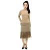 BURBERRY BURBERRY LADIES PECAN MELANGE HIGH-WAIST FRING-HEM WOOL AND CASHMERE SKIRT