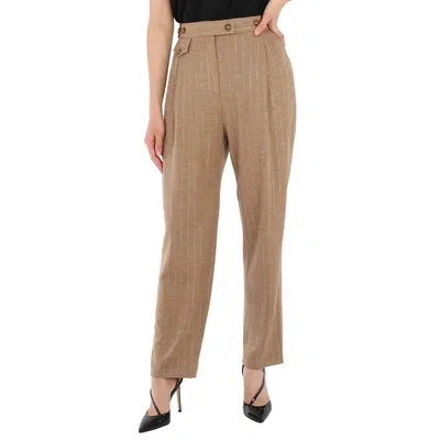 Pre-owned Burberry Ladies Pecan Melange Tailored Trousers In Brown