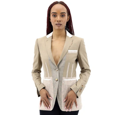 Burberry Ladies Pecan Melange Tape Detail Mix Media Blazer