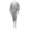 Burberry Ladies Pewter Melange Draped-front Balloon-sleeve Jersey Dress In Pewter Melange