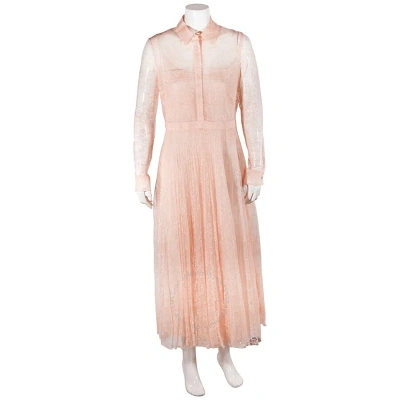 Burberry Ladies Pleated Lace Dress In Powder Pink