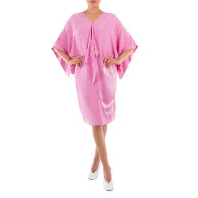 Pre-owned Burberry Ladies Primrose Pink Cape Sleeve Silk Dress