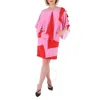 BURBERRY BURBERRY LADIES PRIMROSE PINK GEOMETRIC PRINT SILK CREPE DE CHINE CAPE SLEEVE DRESS