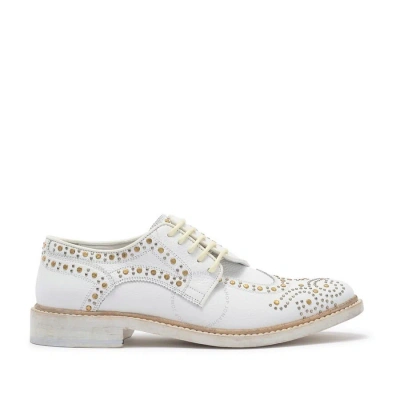 Burberry Ladies Rayford Studded Leather Derby Shoes In Optic White