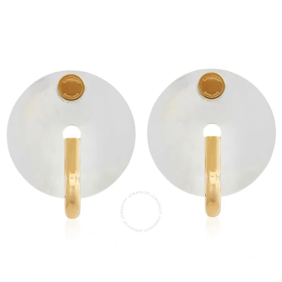 Burberry Ladies Resin Gold-plated Disc Earrings In White