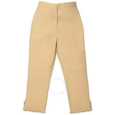 Burberry Ladies Ring-pierced Wool Trousers In Honey