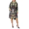 Burberry Ladies Sage Green Single-breasted Camouflage-print Cotton Parka In Green
