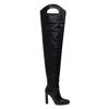Burberry Ladies Shoreditch Black Porthole Detail Over-the-knee Boots In Black
