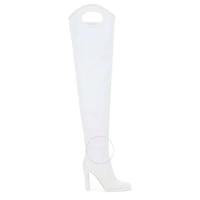 Burberry Ladies Shoreditch White Porthole Detail Over-the-knee Boots