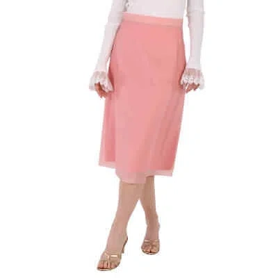 Pre-owned Burberry Ladies Silk-lined Plastic A-line Skirt In Rose Pink