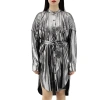 BURBERRY BURBERRY LADIES SILK LUREX SHIRT DRESS WITH PLEATS