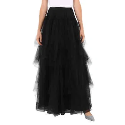 Pre-owned Burberry Ladies Skirts Runway Black Tulle Tiered Skirt