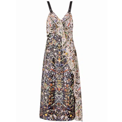 Burberry Ladies Sloane Floral Print Silk Slipdress In Black