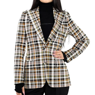 Burberry Ladies Snowhill Plaid Blazer In Bright Toffee Check In Bright Toffee Chk
