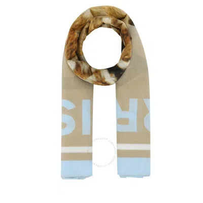 Burberry Ladies Soft Fawn Graphic-print Cotton Scarf In Multi