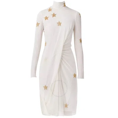 Burberry Ladies Star Pattern Drape Dress In Cream
