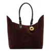 Burberry Ladies Suede Medium Shield Top Handles Tote