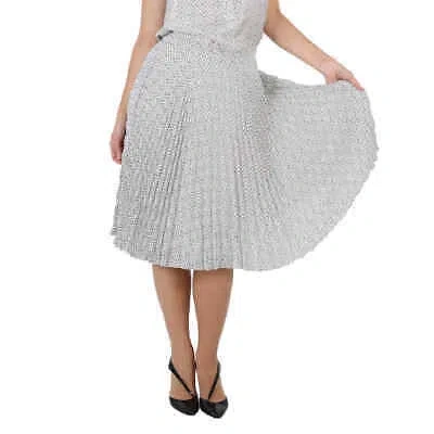 Pre-owned Burberry Ladies Tb Monogram Pleated High-waist Skirt In Multicolor