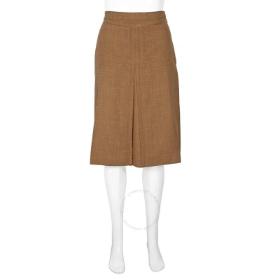 Burberry Ladies Topstitch Detail Wool-blend A-line Skirt In Bronze