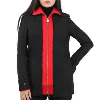 Pre-owned Burberry Ladies Track Top Detail Tailored Jacket In Black