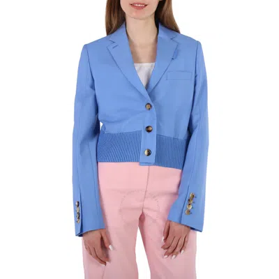 Burberry Ladies Vivid Cobalt Mohair-wool Tailored Blazer Jacket In Blue