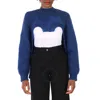 BURBERRY BURBERRY LADIES WARM ROYAL BLUE CUT-OUT KNIT TECHNICAL RECONSTRUCTED SWEATER