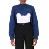 Burberry Ladies Warm Royal Blue Cut-out Knit Technical Reconstructed Sweater In Blue