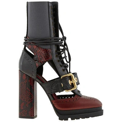Burberry Ladies Westmarsh Leather And Snakeskin Cutout Ankle Boots In Multi