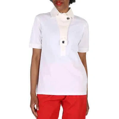 Pre-owned Burberry Ladies White Cotton Polo Shirt