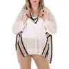 BURBERRY BURBERRY LADIES WHITE LONG-SLEEVE CRICKET STRIPE DETAIL KNIT OVERSIZED TOP