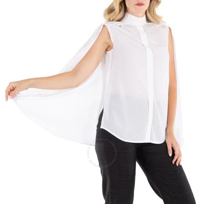 Burberry Ladies White Lyocell Cape Detail Shirt