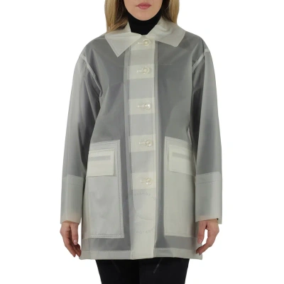 Burberry Ladies White Soft-touch Plastic Oversized Car Coat