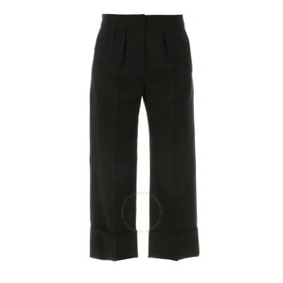 Burberry Ladies Wool Silk Cropped Tailored Trousers In Black