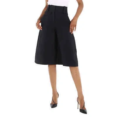 Pre-owned Burberry Ladies Wool Silk Wide-leg Culottes In Black, Brand Size 4 (us Size 2)