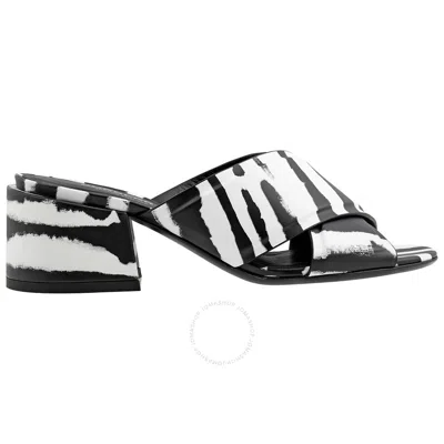 Burberry Ladies Zebra Print Leather Sandals In Multi