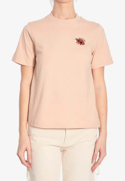 Burberry Ladybug Logo Crewneck T-shirt In Beige